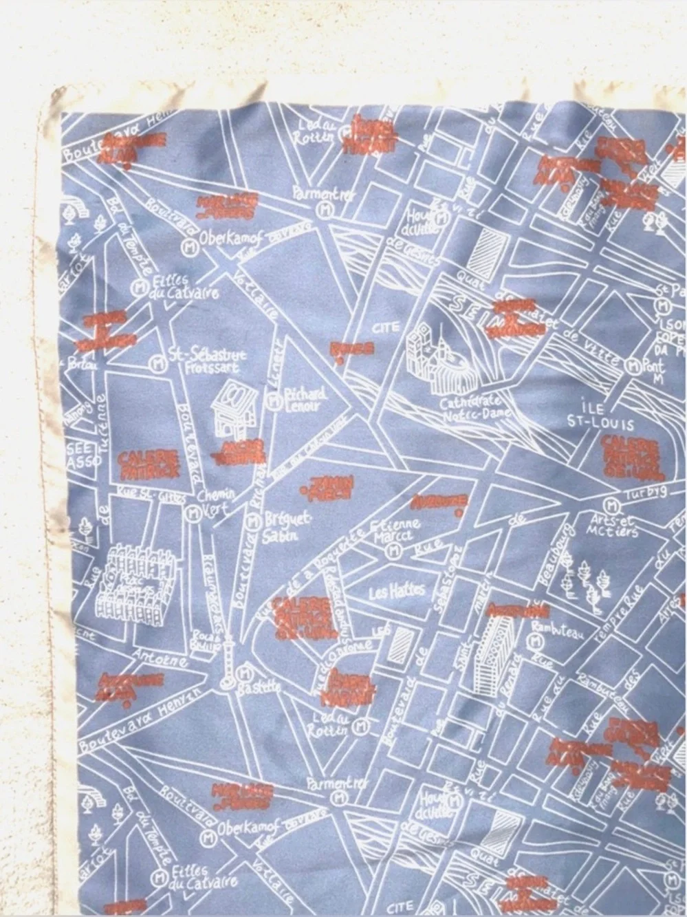Paris Map Scarf Blue Travel Souvenir France City Map Square Scarf